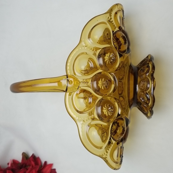 L.E. Smith Moon & Stars Amber Glass Basket - Picture 4 of 16
